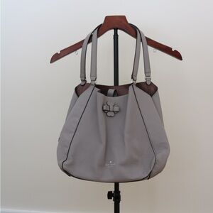 Kate Spade New York Gray Leather Tote Bag – Pebbled Leather Shoulder Bag